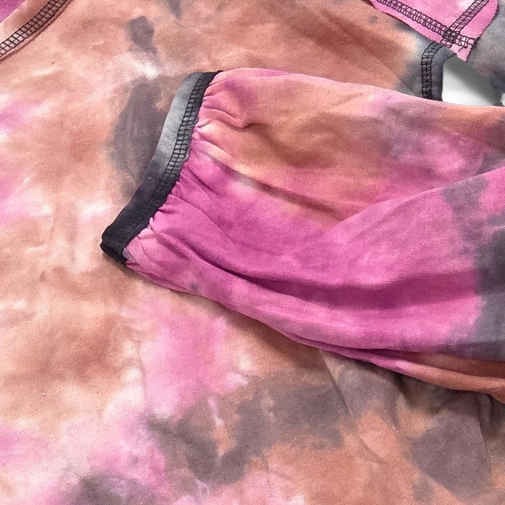 Umgee Pink Purple Black Brown Tie-Dye Long Sleeve Top Size XL NEW With Tags! - Picture 8 of 10